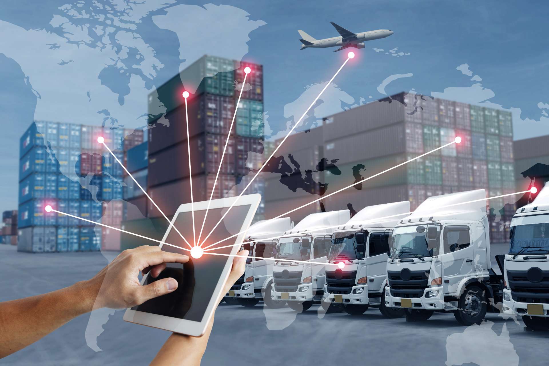 technology direct with logistics transportation with ai people and worldwide concept.